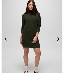 Prana Womens sangria fields sweater dress Olive Green Organic Cotton Blend Large